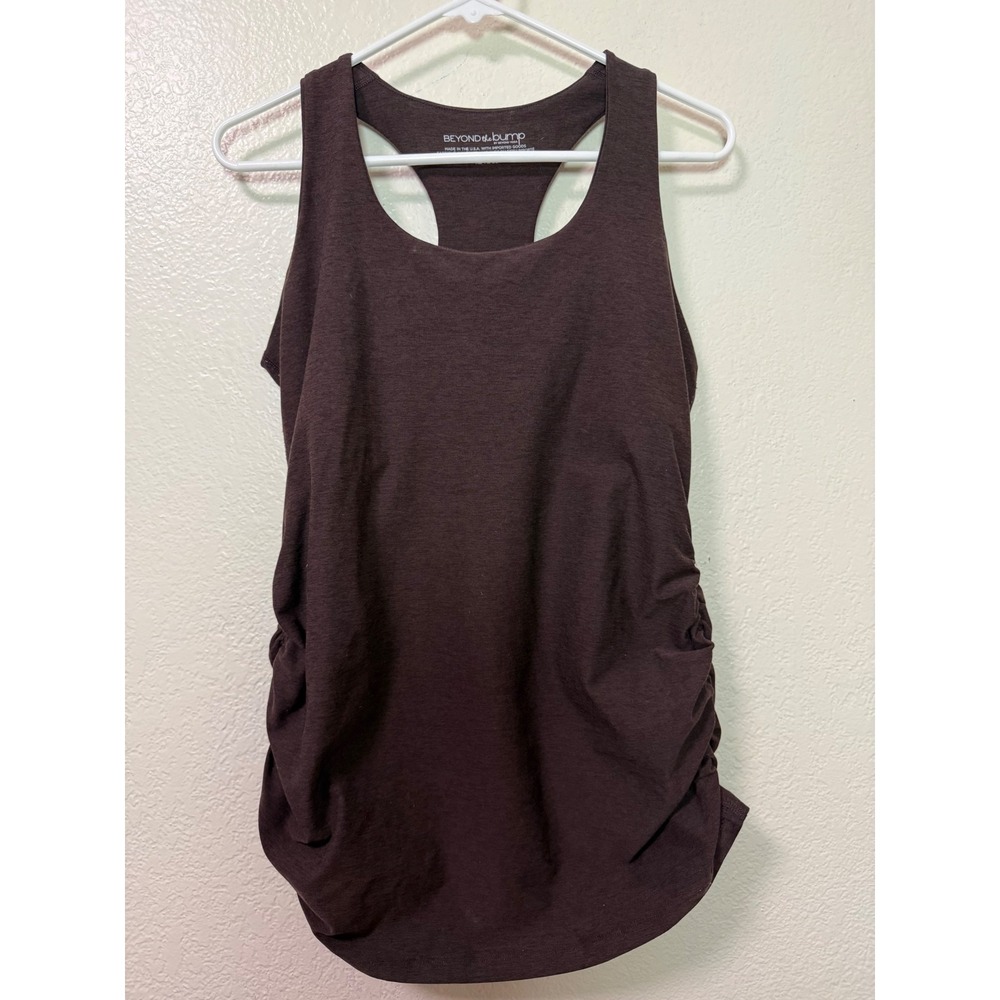 Beyond the Bump by Beyond Yoga Maternity Ruched Racerback Tank Top Brown XL
